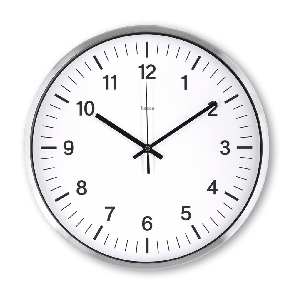 Levně Hama Java, nástěnné hodiny řízené rádiovým signálem, 35 cm, stříbrné