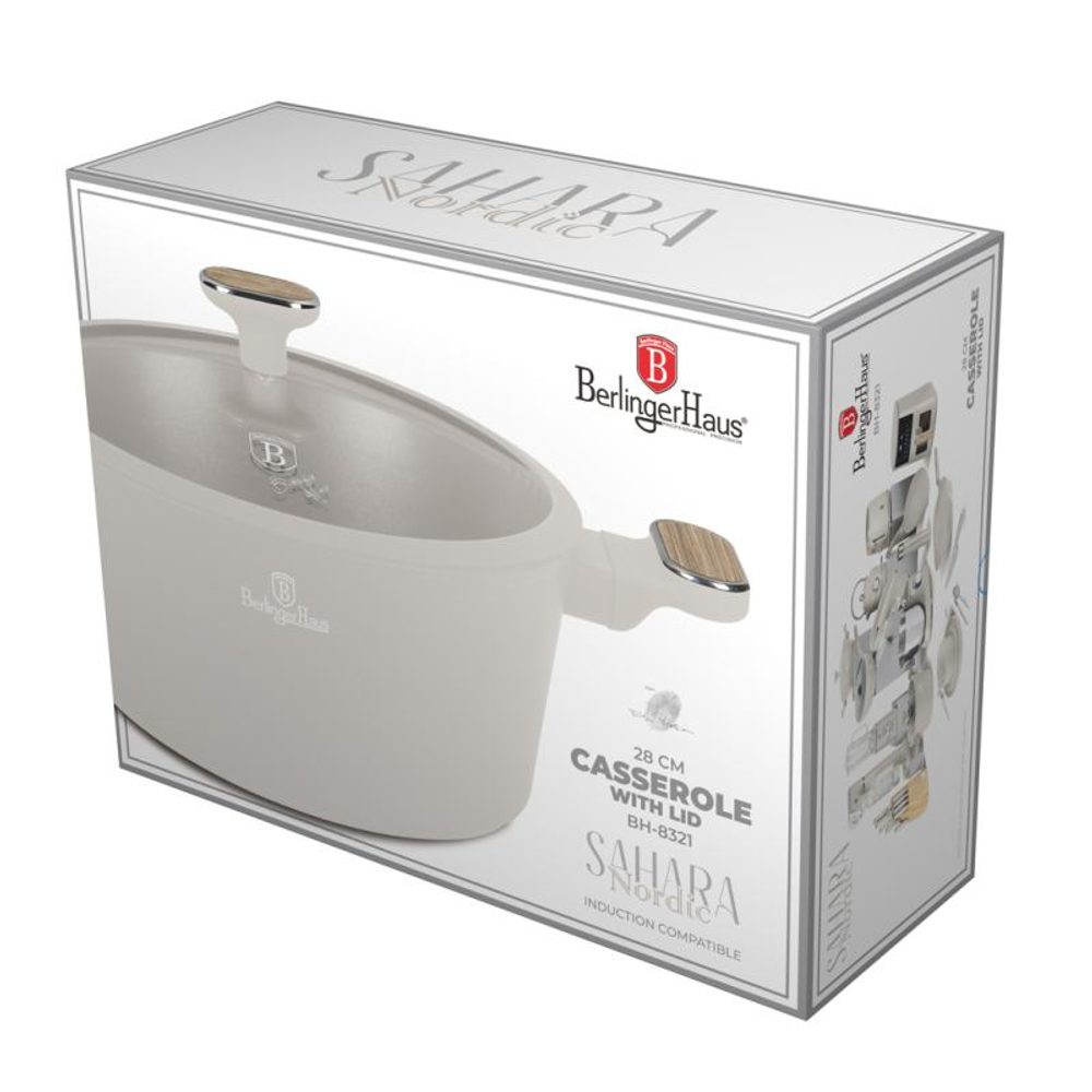 BERLINGERHAUS Kastrol s titanovým povrchem a poklicí 28 cm Sahara Nordic Collection BH-8321