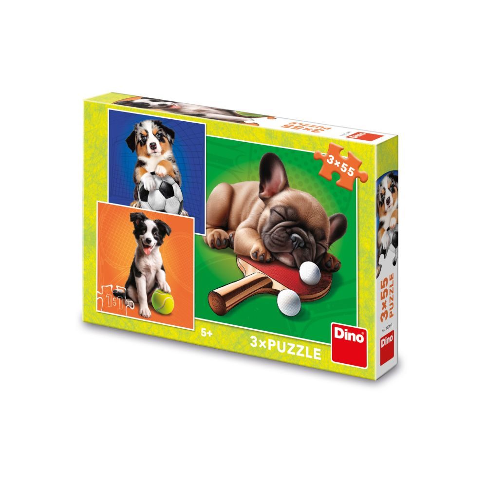 Levně PSÍ SPORTOVCI 3x55 Puzzle