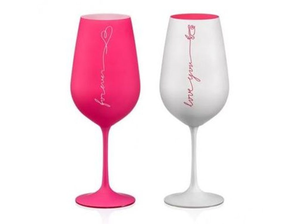 Levně sklen. 550ml, 2ks, LOVE, růžový Crystalex, 40729/550/K0821, DB