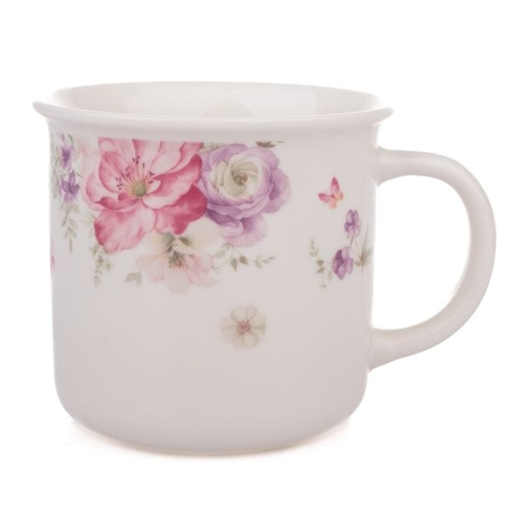 hrnek 440ml, 1ks, KVĚTINY, porcelán