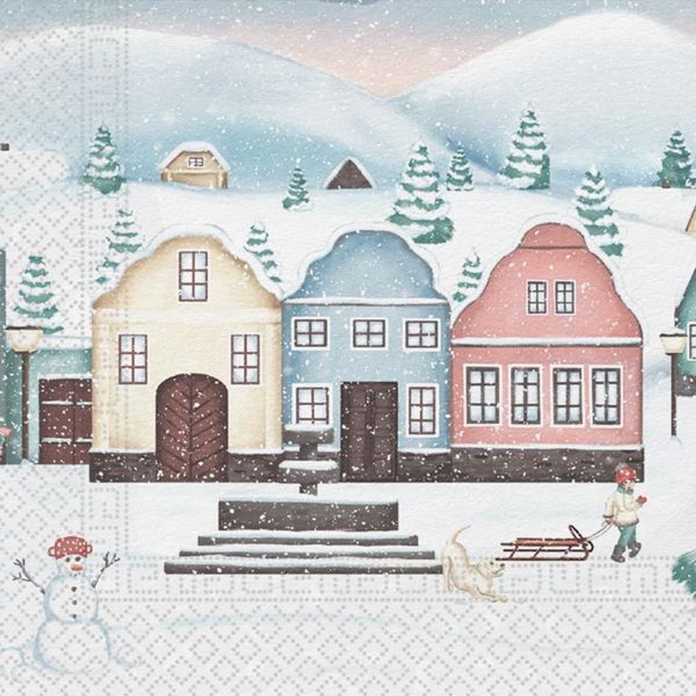 Levně PROCOS UBROUSKY VÁNOČNÍ VESNIČKA 3VRSTVÉ 33X33CM