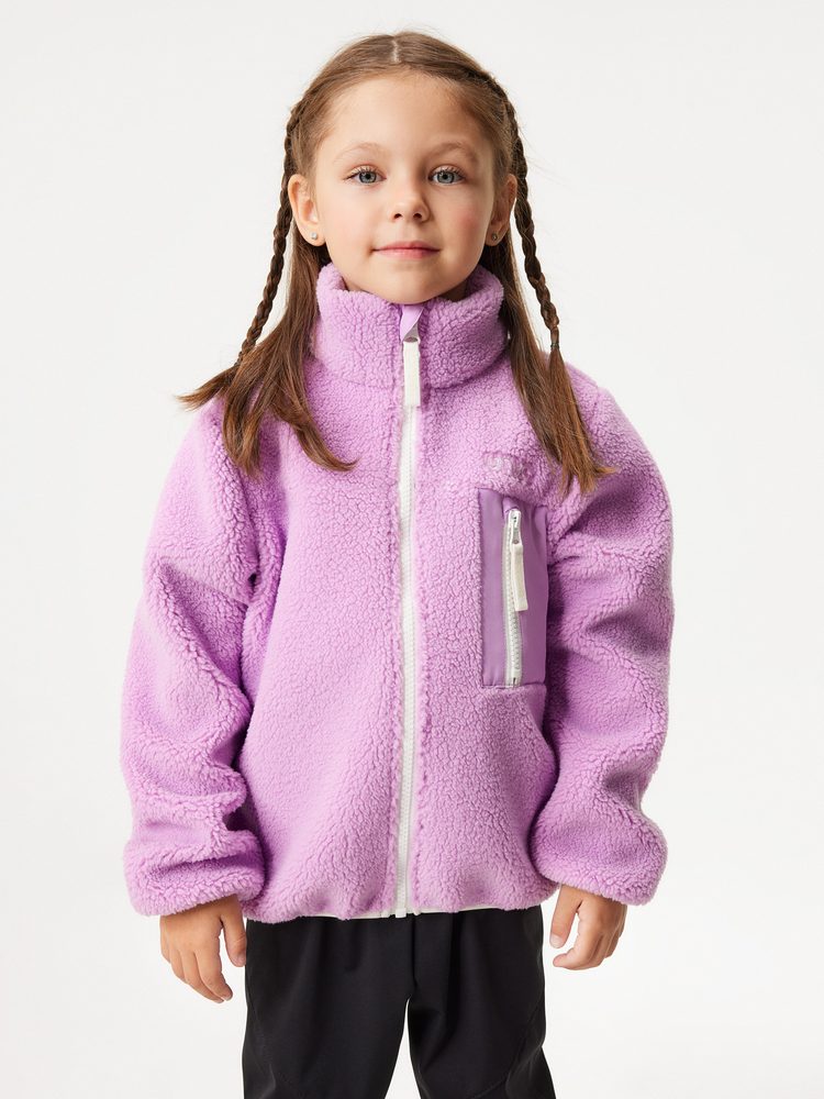 Levně Unuo Dětská fleecová bunda Teddy, Lila - 146/152