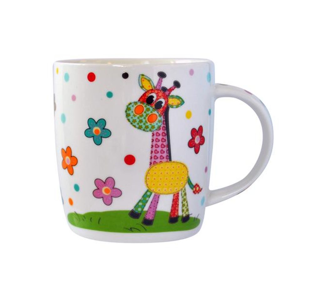 Levně TORO Hrnek 350 ml, dekor kůň, žirafa, slon, 9x9cm