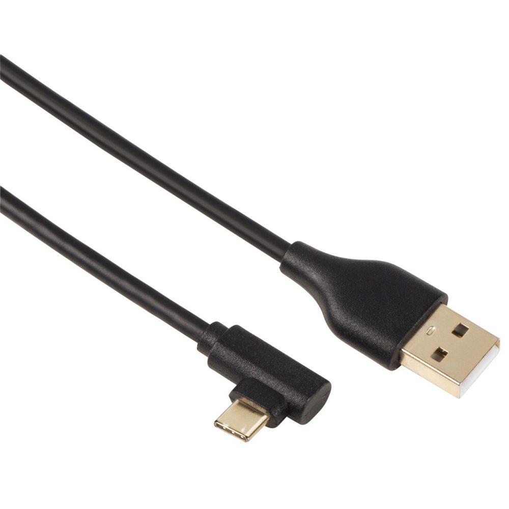 Levně USB-C 2.0 Cable, 90° Angled Plug, gold-plated, twist-resistant, 1.00 m