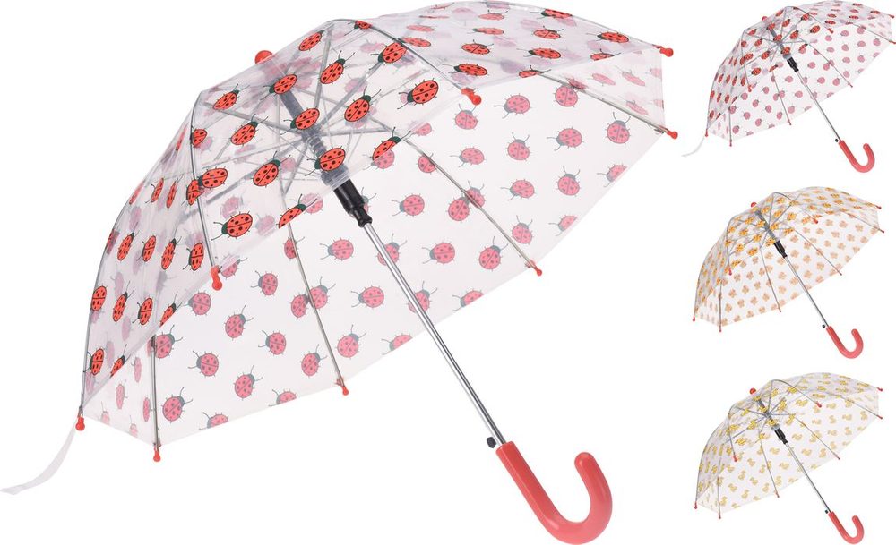 Levně deštník d57cm, průhledný, dívčí, 3dekory, plast