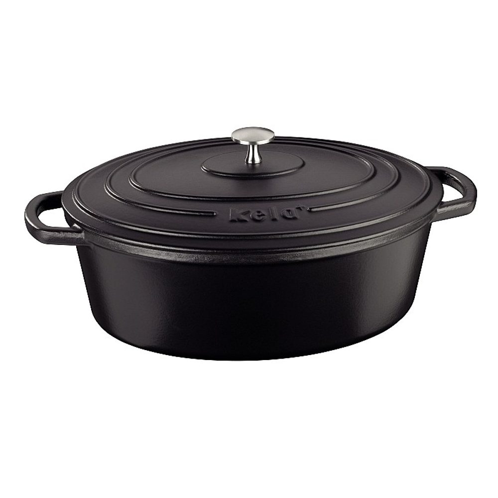 Levně KELA Pekáč litinový s poklicí CALIDO 33x26 cm černá KL-12473