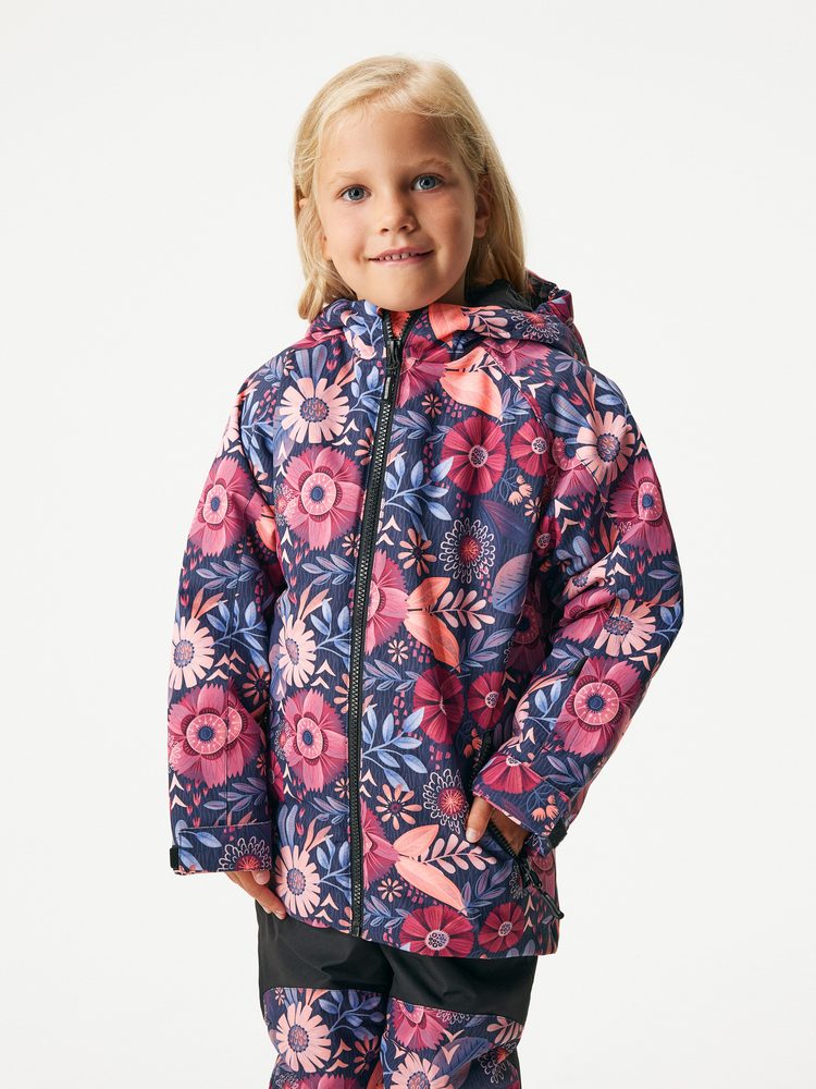 Levně Unuo Dětská zimní bunda Polar, Kouzelné květiny - 122/128
