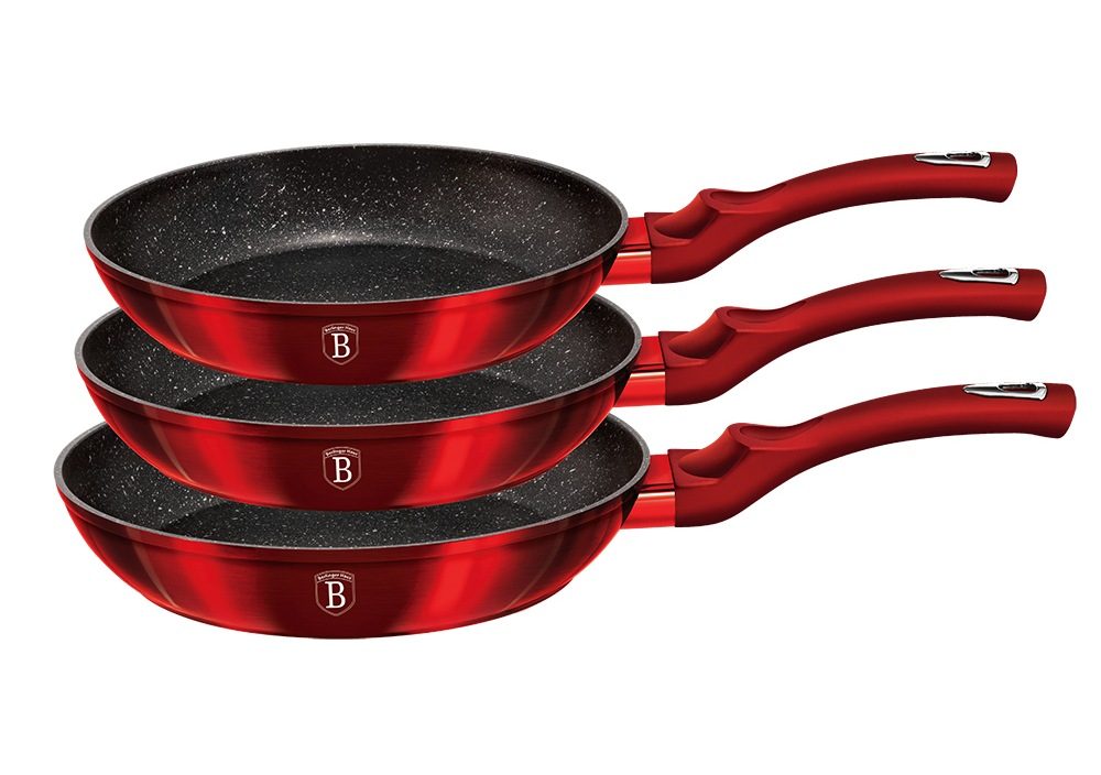 Levně BERLINGERHAUS Sada pánví s mramorovým povrchem 3 ks Burgundy Metallic Line BH-1288