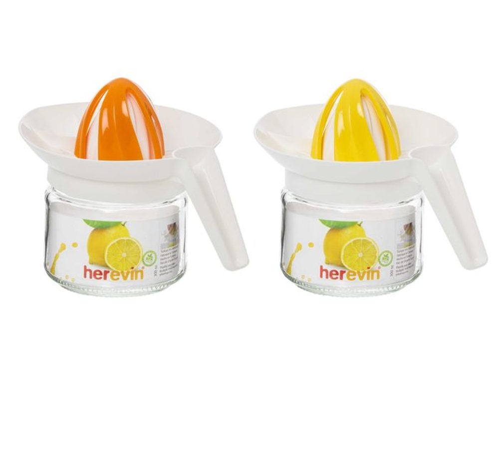 Levně lis na citron d 9x14cm, nádoba 200 ml, mix barev, plast+sklo