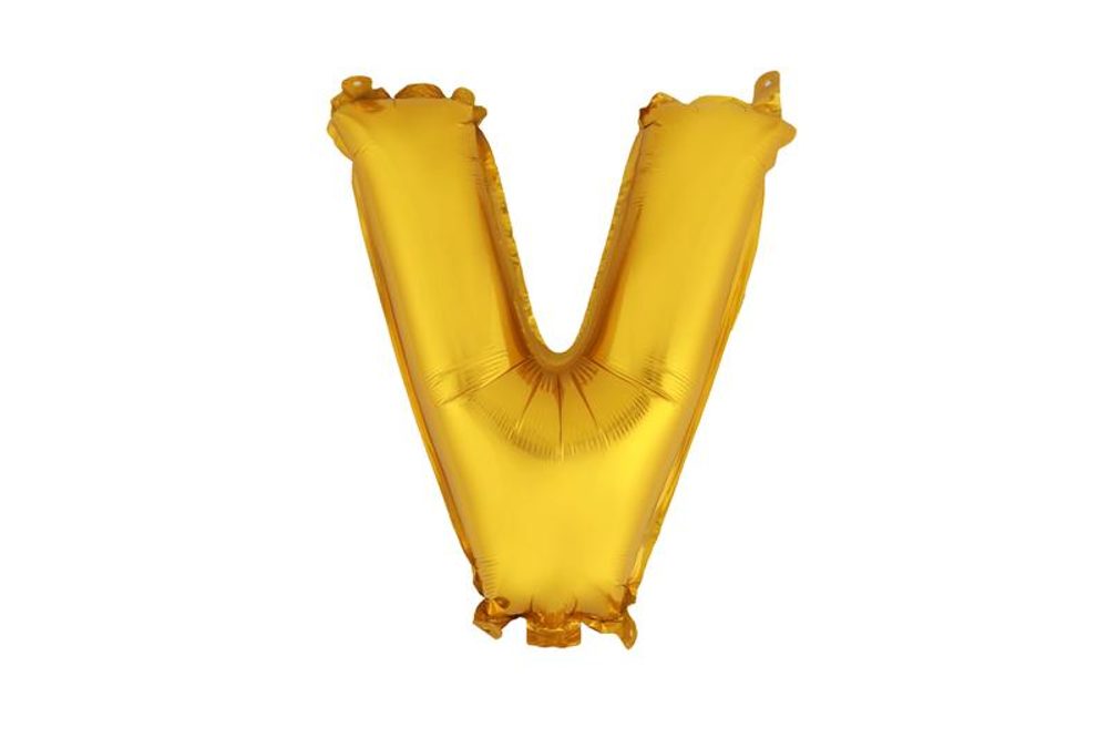 Levně TORO BALÓNEK PÍSMENKO "V", VEL.: CCA 30CM, MATNĚ ZLATÁ
