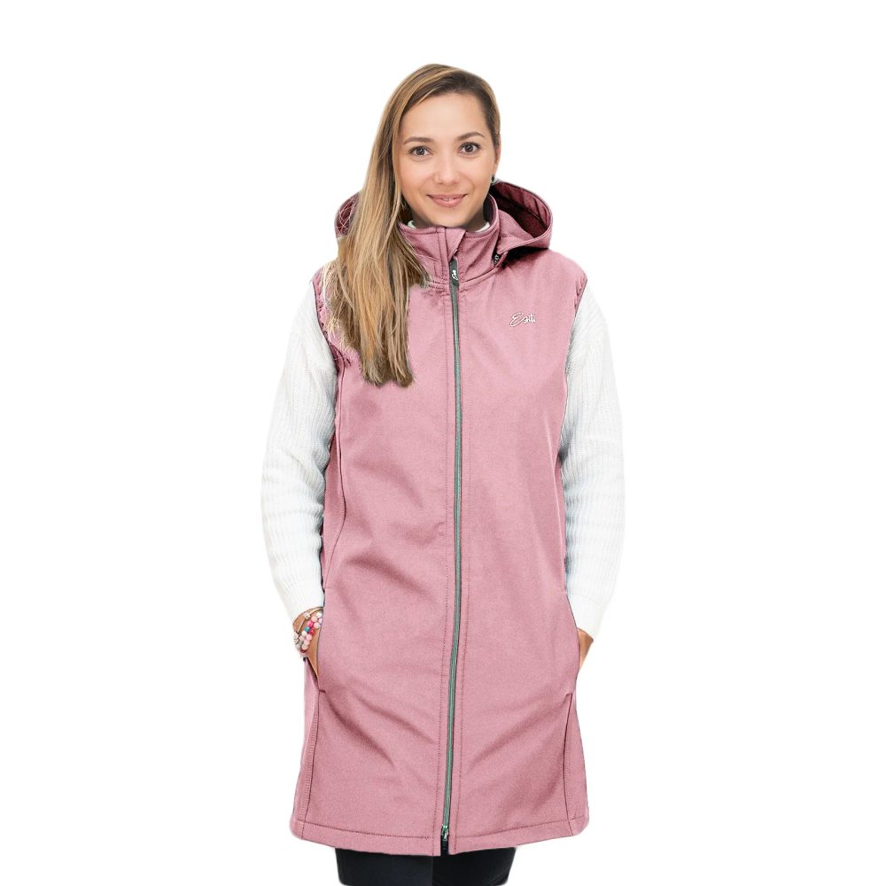 Levně ESITO Dámská dlouhá softshellová vesta Shell pink - růžová - L růžová
