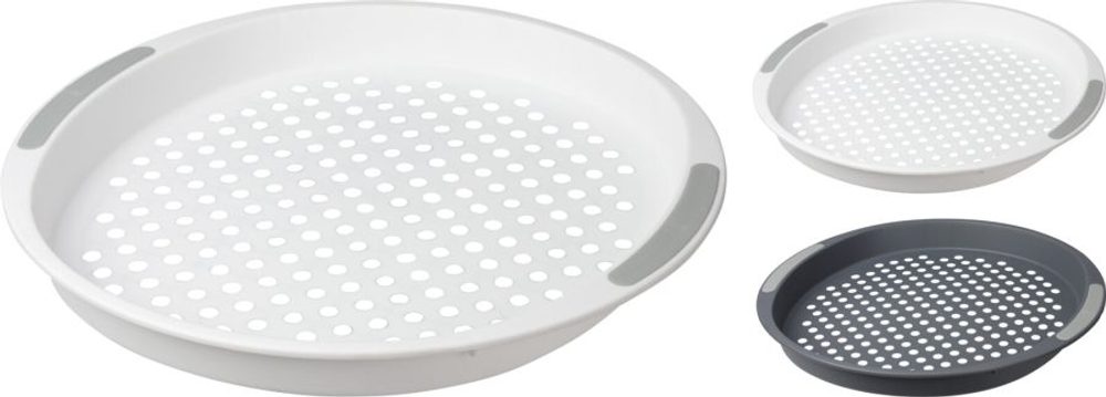 Levně podnos d40x 4cm, servírovací, bílý, šedý, protiskl., plast