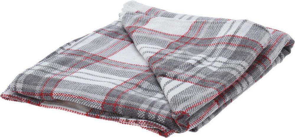 Levně HOMESTYLING Deka přehoz žinylka 130 x 160 cm bílá / šedá s pruhy KO-AAE332300