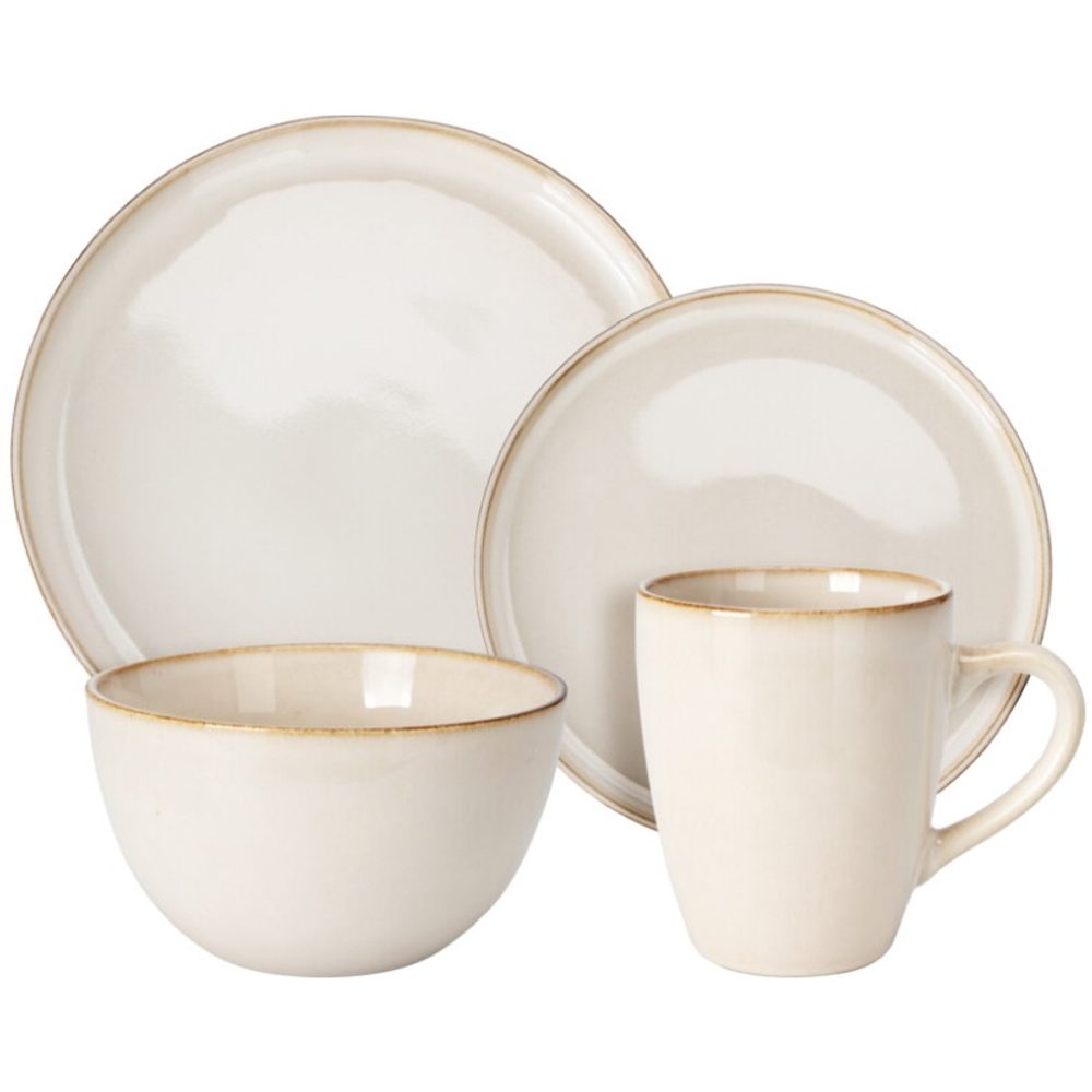Levně EXCELLENT HOUSEWARE Jídelní sada talířů kamenina 16 ks béžová KO-Q97001200