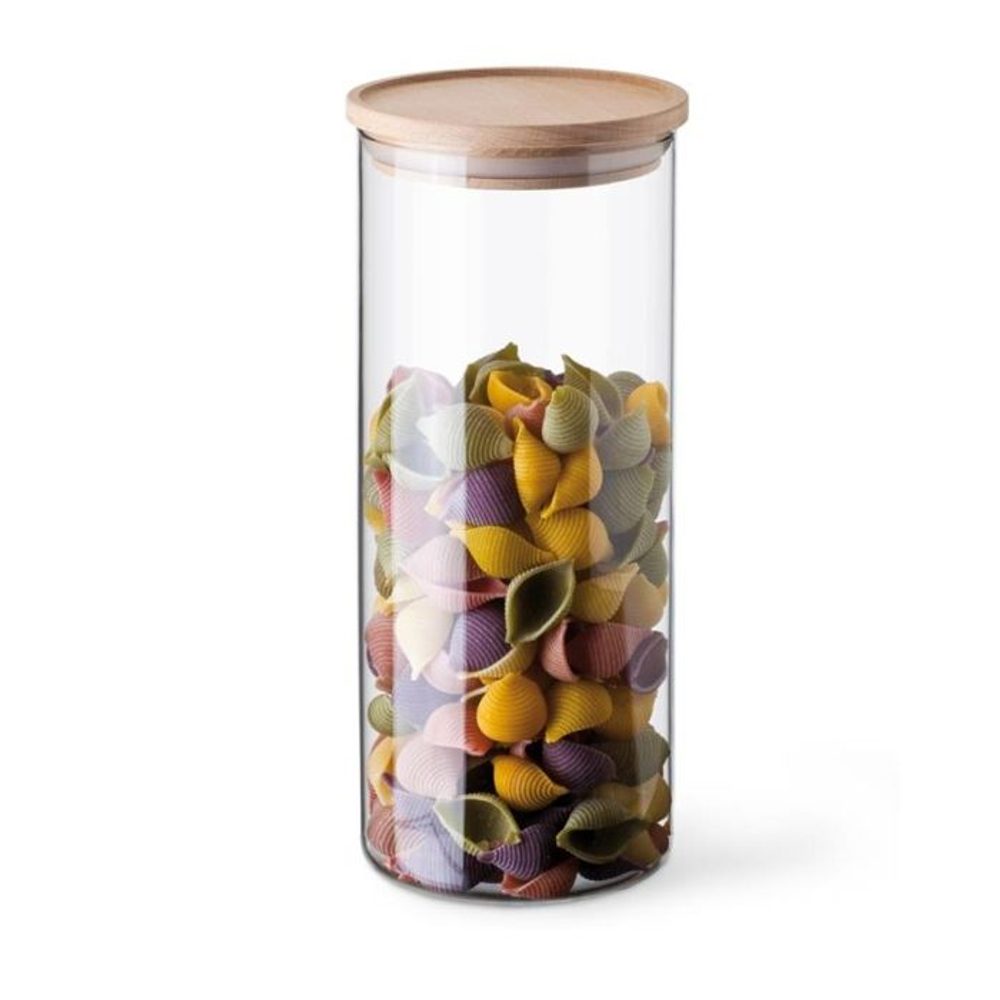 Levně dóza 1,40l, d96x233mm, sklo+dřev.víčko SIMAX
