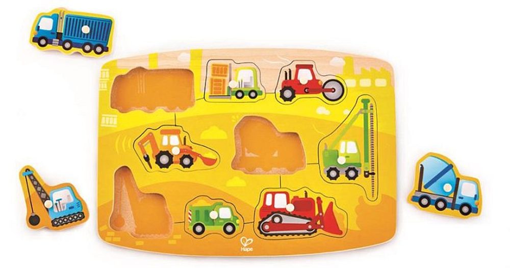 Levně Hape Puzzle na desce - Stavaři