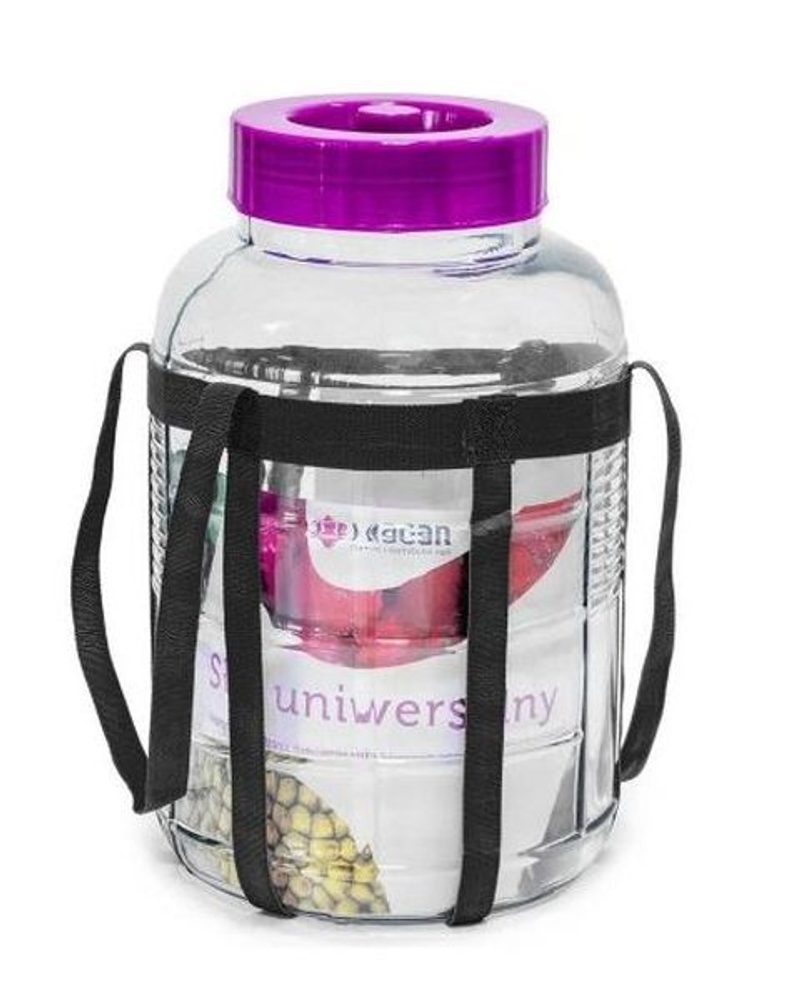 Levně dóza 5,0l univer., šroub.víko, kvas.víčko, popruh, sklo