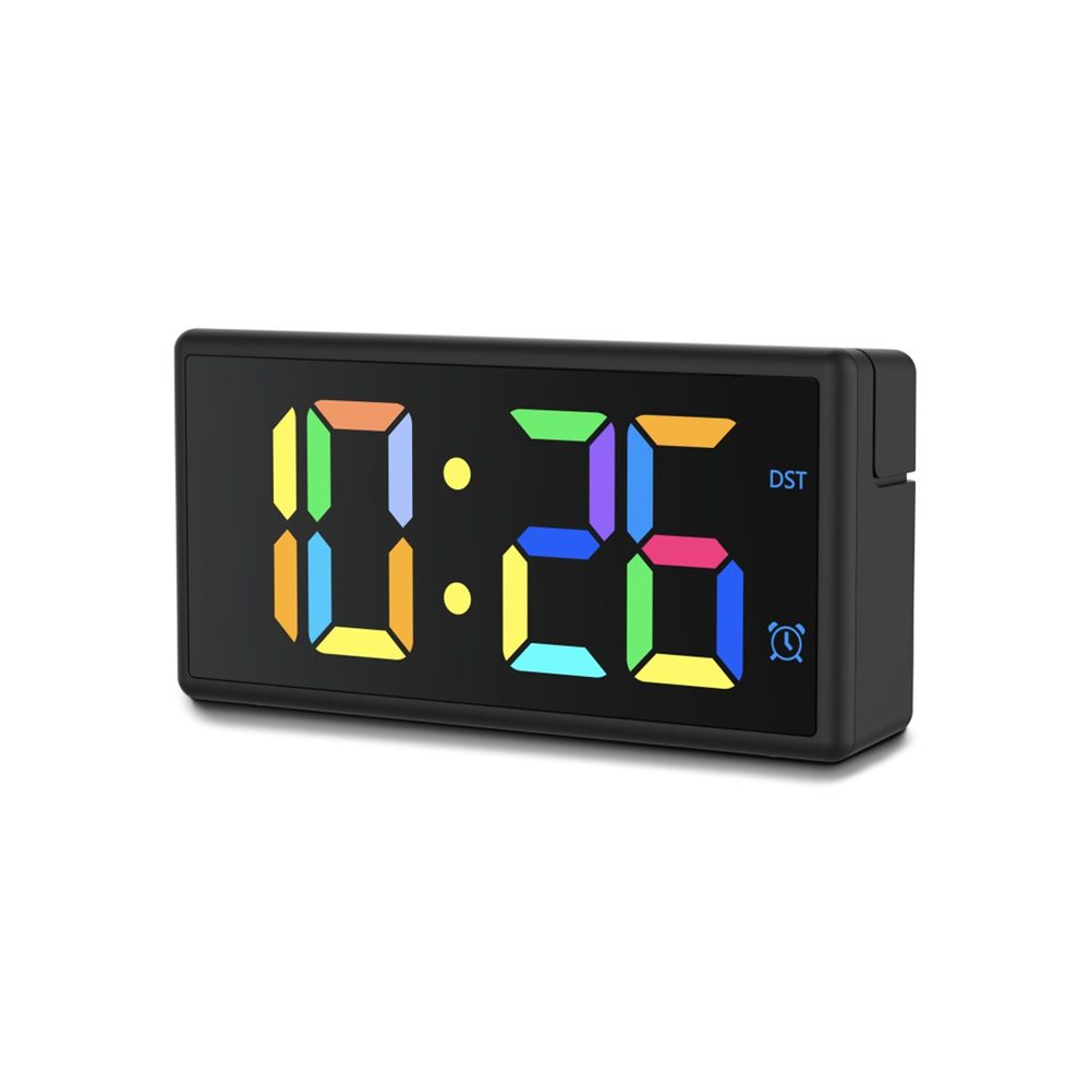 Levně Hama Ibiza, digitální budík, vícebarevný displej, USB napájení, USB s funkcí nabíjení, černý