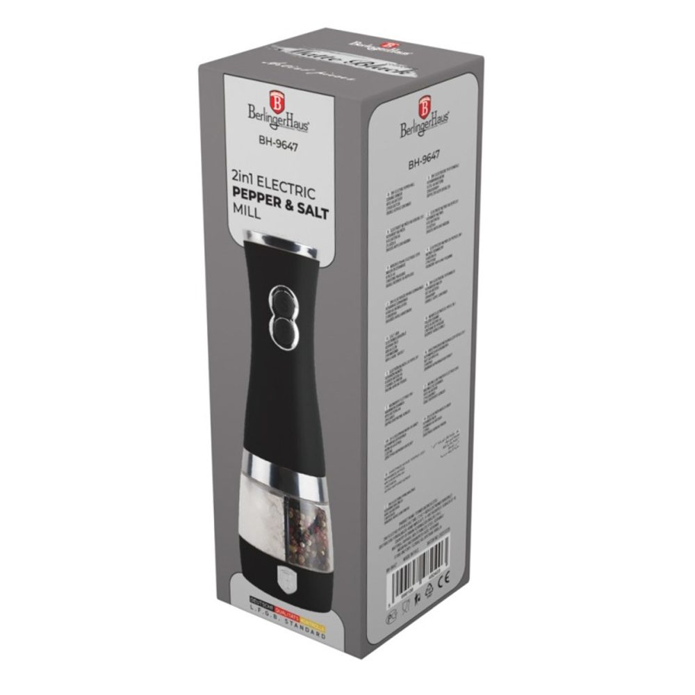 BERLINGERHAUS Elektrický mlýnek na pepř a sůl 2 v 1 Black Collection BH-9647