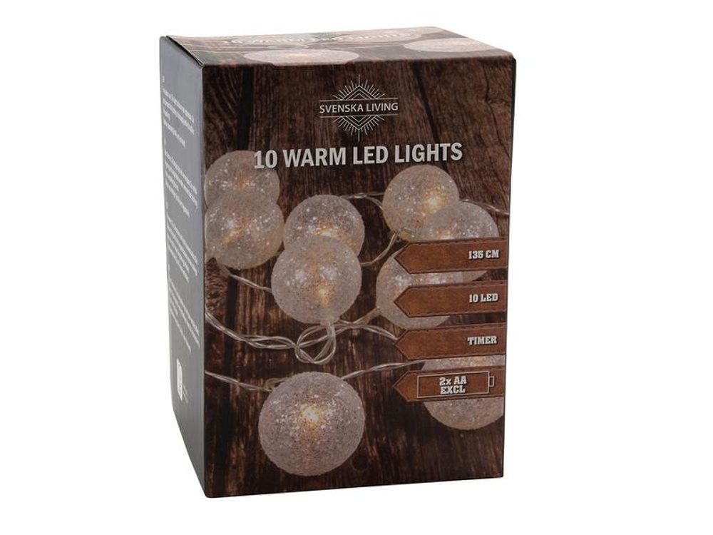 Levně HIT LED ŘETĚZ X10, OZDOBY S GLITRY, 2XAA