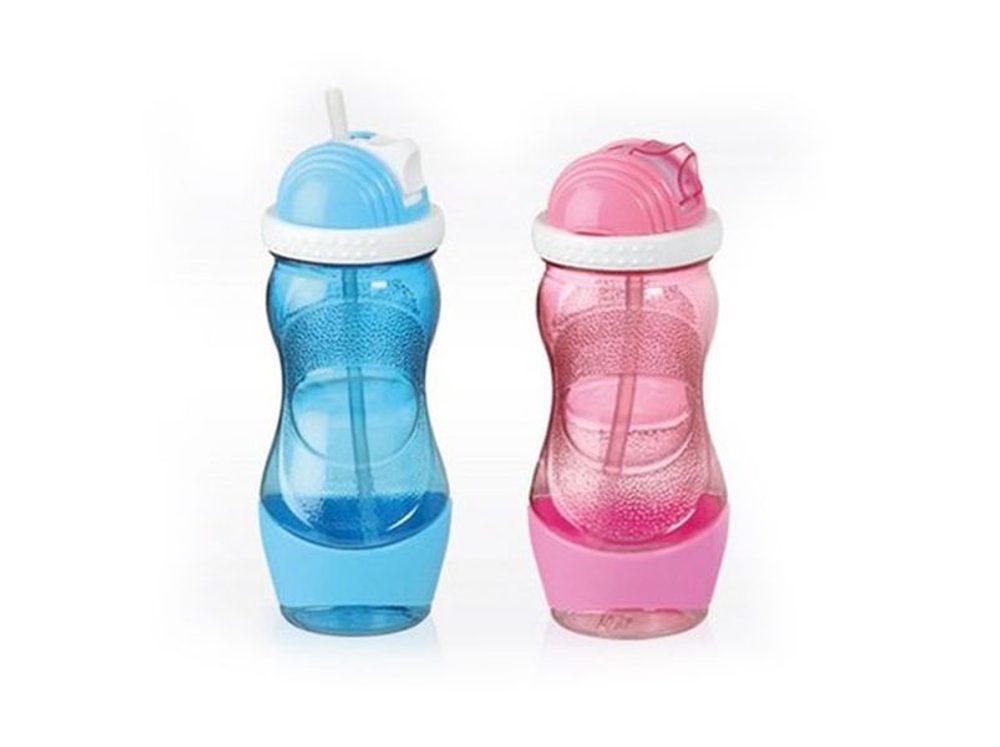 Levně láhev 0,4l KÓNICKÁ, silik.brčko, 2barvy, (KNK) plast