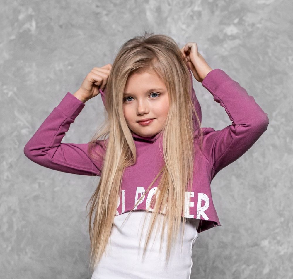 Levně CROP TOP GIRL POWER Mikina růžová - 104/110