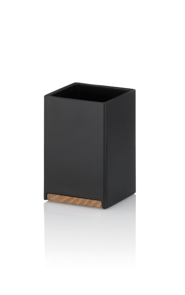Levně KELA Pohár Cube polyresin černá KL-23687