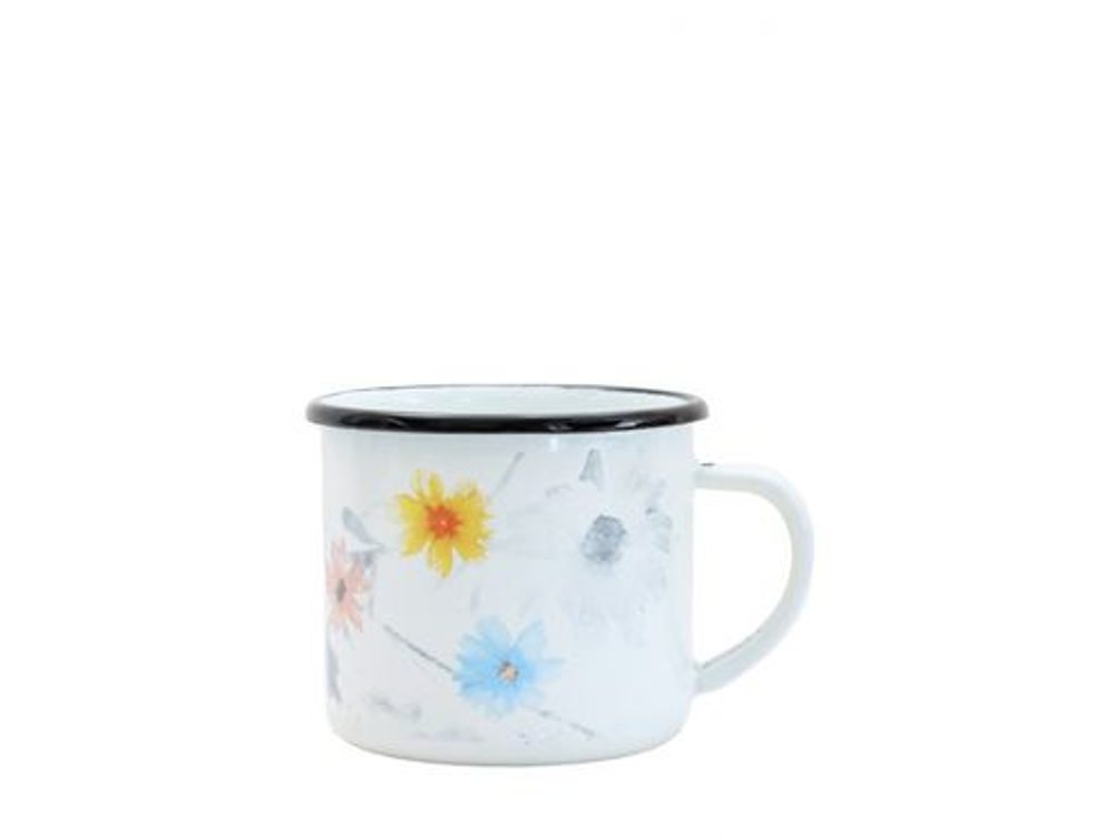 Levně hrnek d 8cm bílý, MEADOWS, KVĚTY, PREMIUM, 0,35l smalt