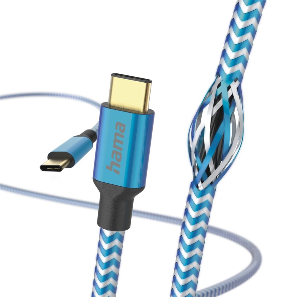 Levně Hama kabel Reflective USB-C 2.0 typ C-C 1,5 m, modrý