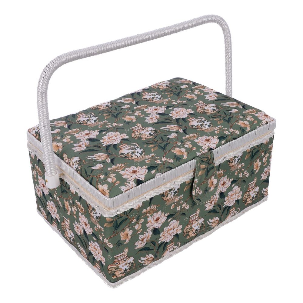 O Kazeta na šití dřevo/polyester 31x23,5x16 cm zelená