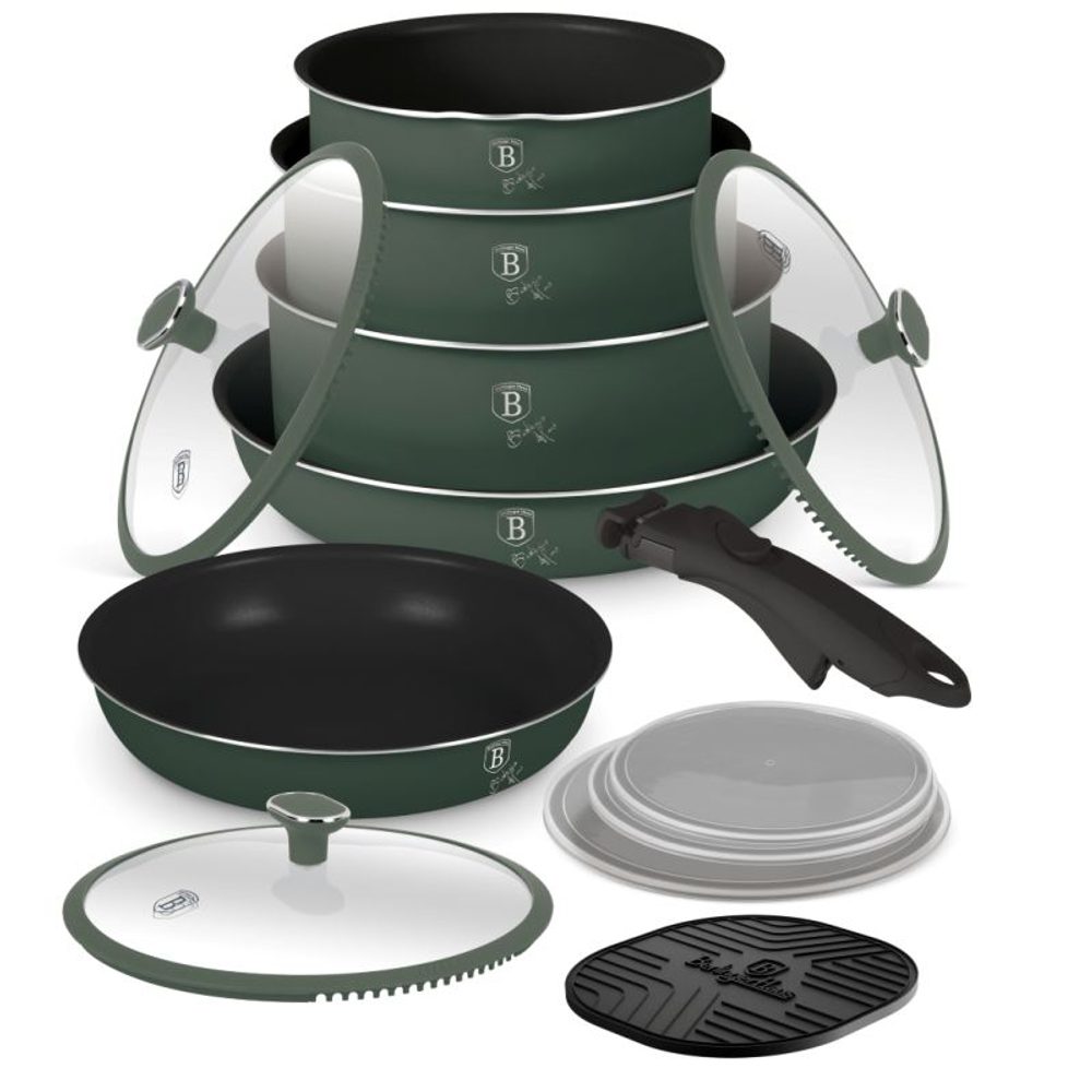 Levně BERLINGERHAUS Sada nádobí s titanovým povrchem 13 ks Matte Green Collection BH-8423