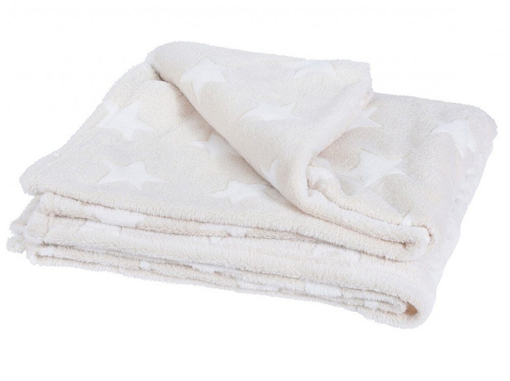 Levně HOMESTYLING Deka dětská mikroflanel 160 x 130 cm STARS krémová KO-HZ1990840krem