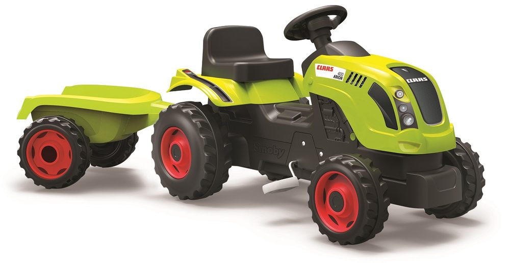 Levně Smoby Šlapací traktor CLAAS zelený s vozíkem