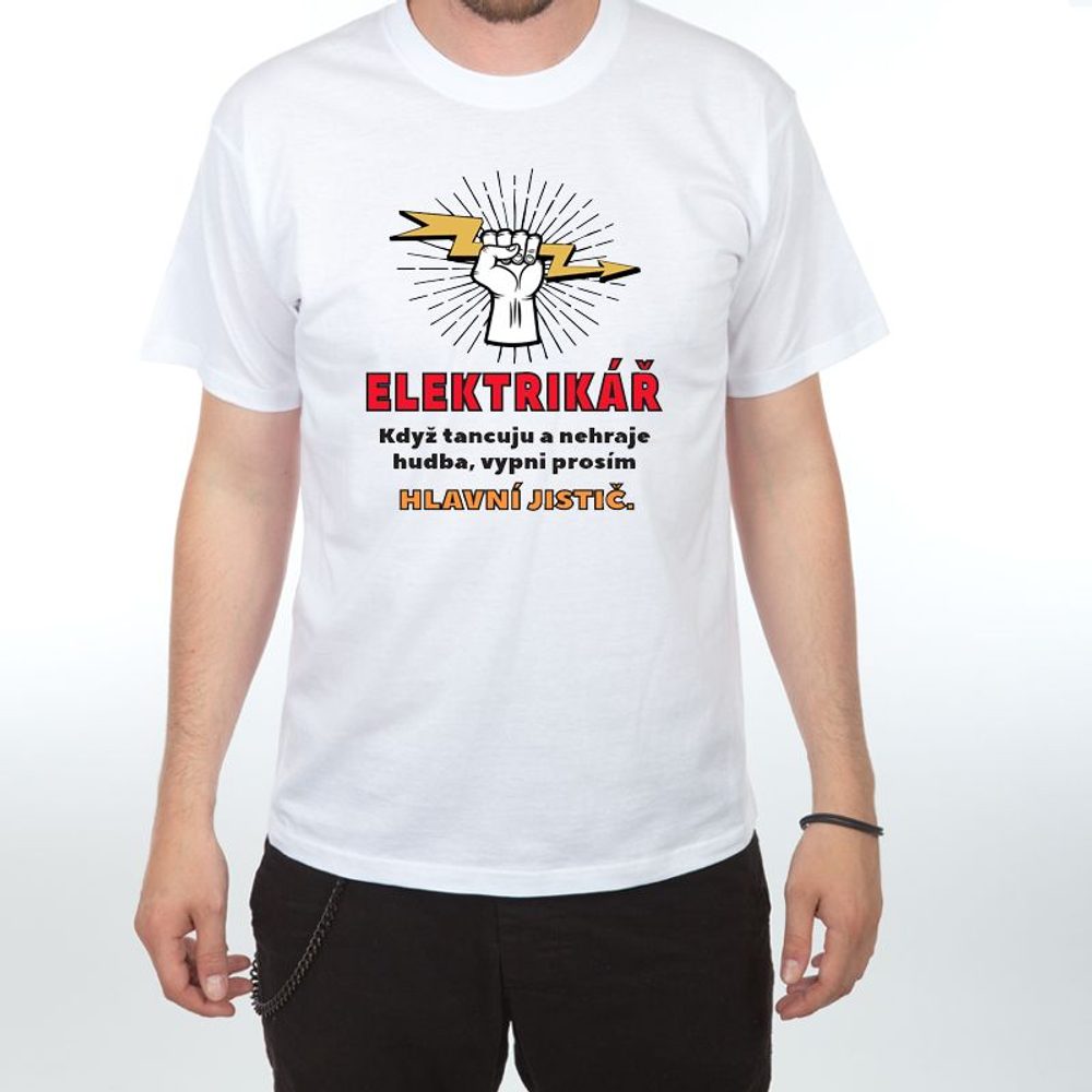 Levně Tričko - Elektrikář - vypněte jistič - XXL bílá