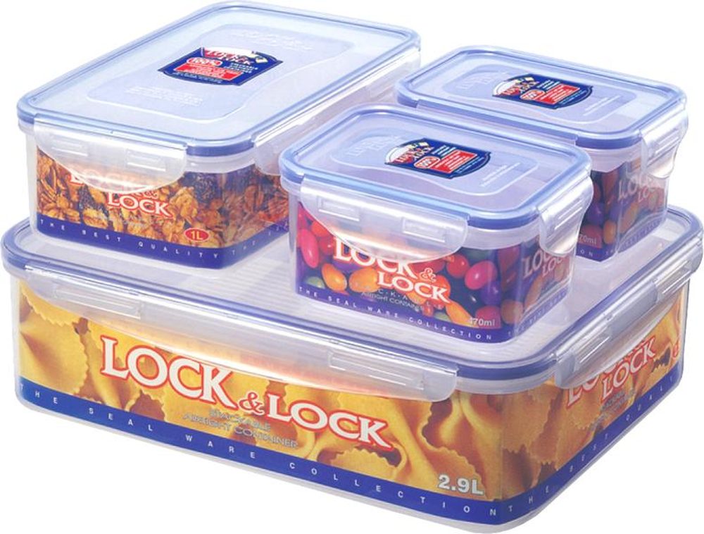 Levně LOCKNLOCK Dóza na potraviny LOCK, set 4 ks, 3,9l/ 1l/ 470ml