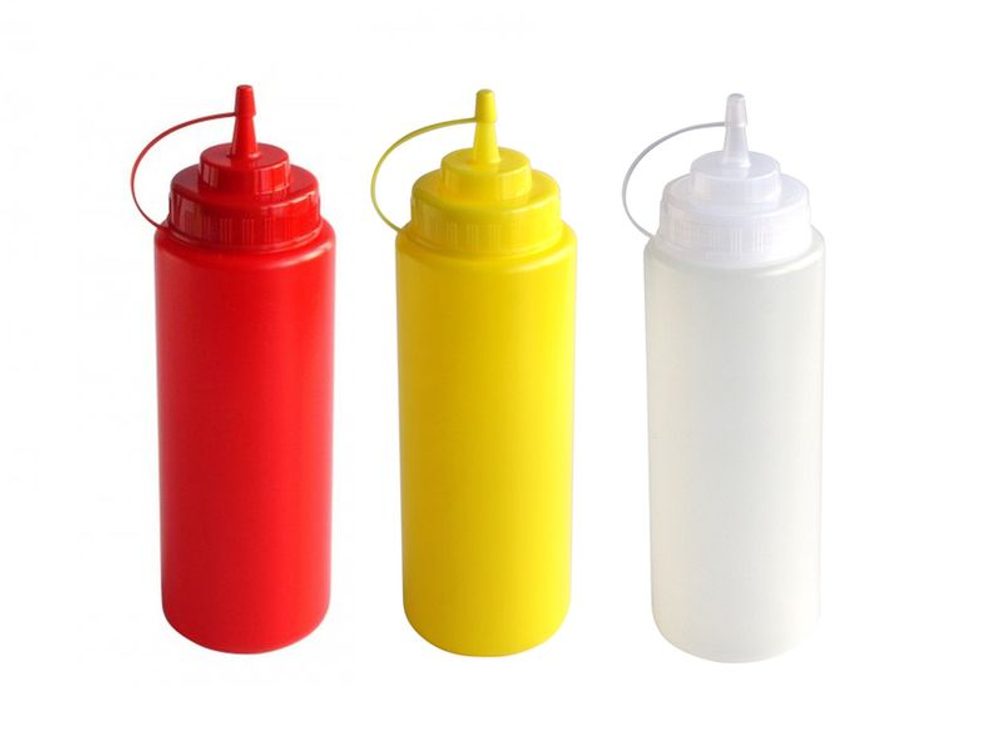 Levně láhev 1,025l SAUCE-omáčky, šir.hrdlo, špička, MIX, plast