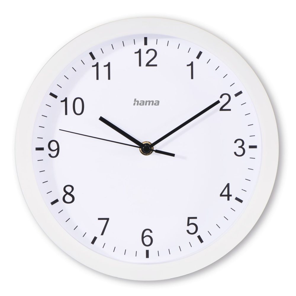 Levně Hama Elba, nástěnné hodiny, 25 cm, tichý chod, bílé