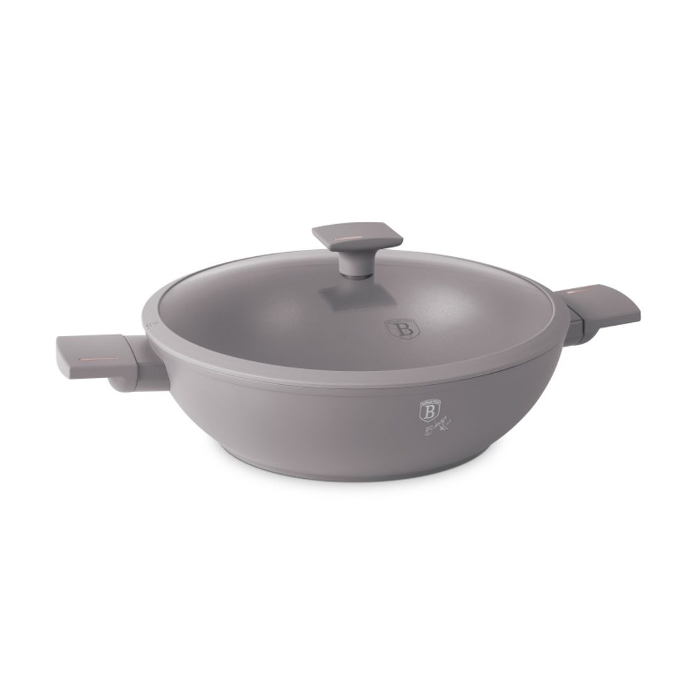 Levně BERLINGERHAUS Pánev WOK s titanovým povrchem a poklicí 30 cm Taupe Collection BH-8095