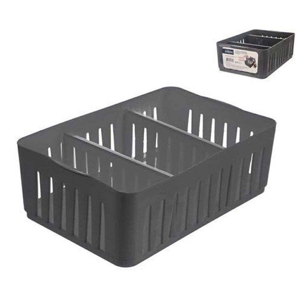 Levně košík 24,5x16x8,3cm FLEXI šedá, organizér, plast