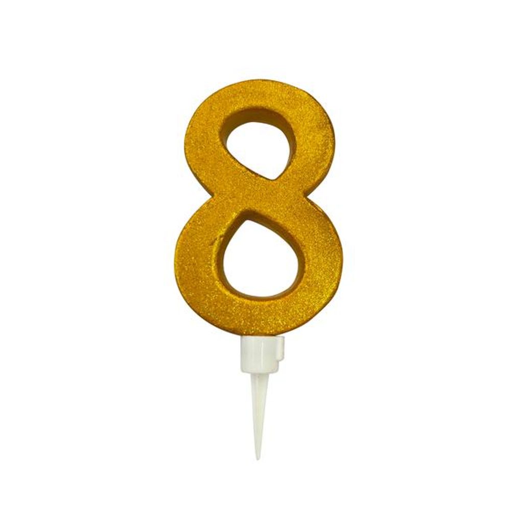 Levně TORO SVÍČKA ČÍSLICE "8" ZAPICHOVACÍ VELKÁ, 16CM, ZLATÁ