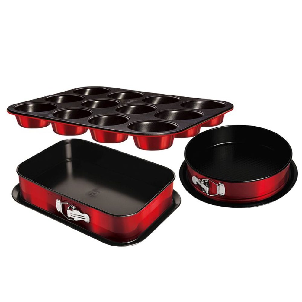 Levně BERLINGERHAUS Sada pečicích forem s titanovým povrchem 3 ks Burgundy Metallic Line muffin BH-7635