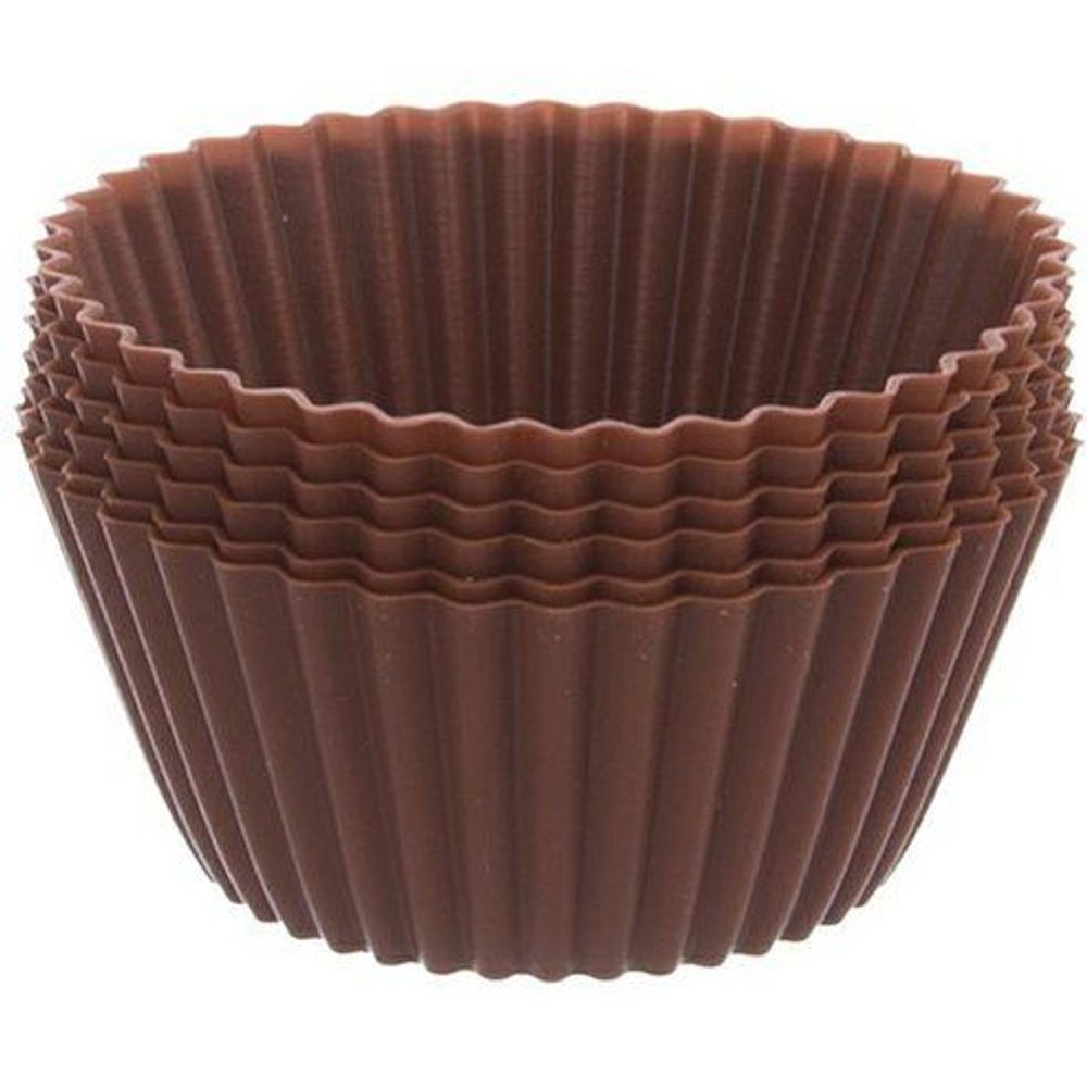 Levně forma d6,5, v.3cm, muffiny 6ks, na pečení, silikon hnědý