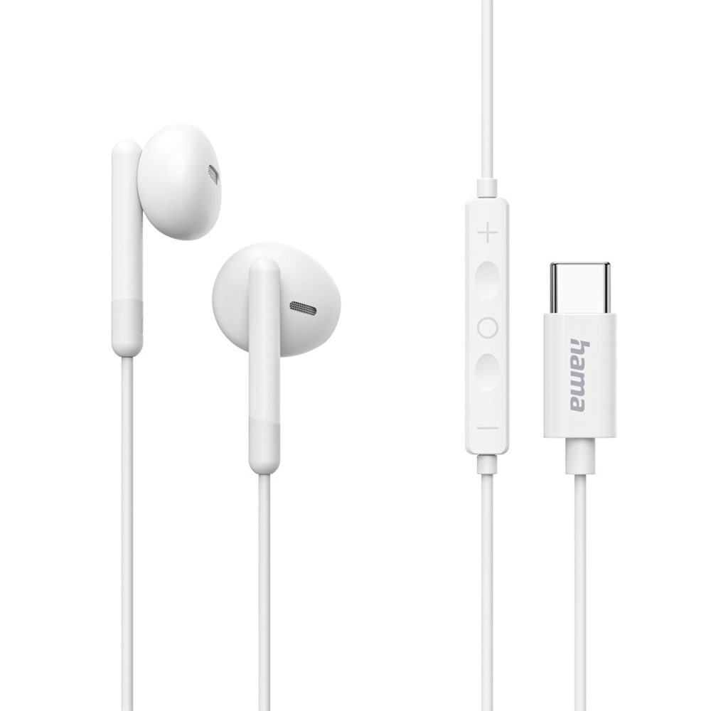Levně Hama USB-C sluchátka s mikrofonem Classy, pecky, bílá