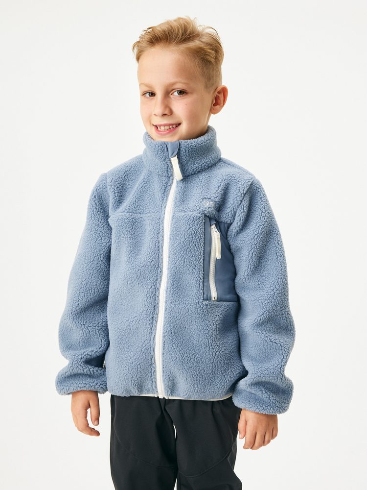 Levně Unuo Dětská fleecová bunda Teddy, Modrá - 110/116