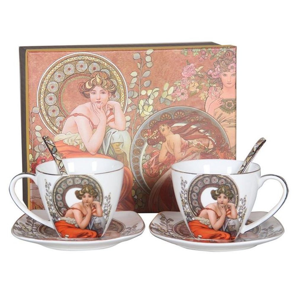 Levně šapo 250ml-2ks+lžička-2ks, A.MUCHA, světlý, DB, porcelán