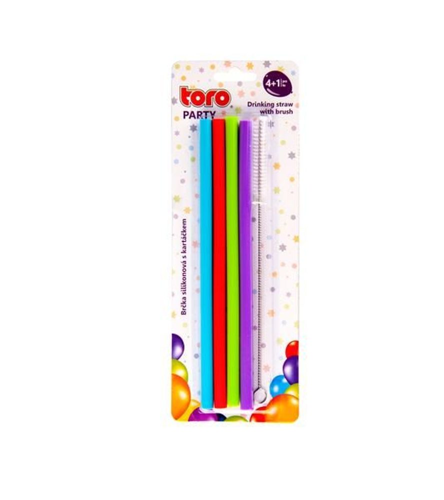 Levně brčko d mm, 20cm, 4ks+čistič, SILIKON