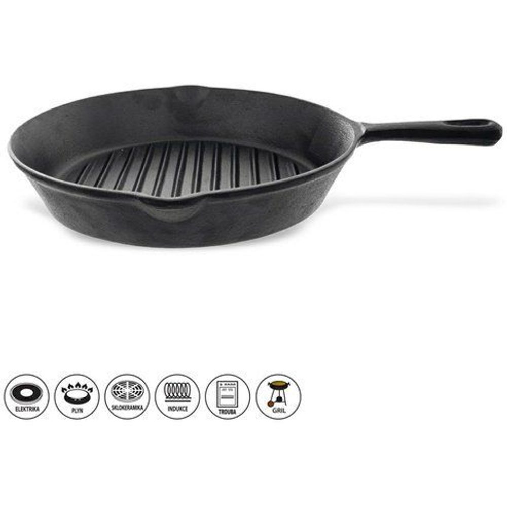 Levně pánev d24cm grilovací LITINA