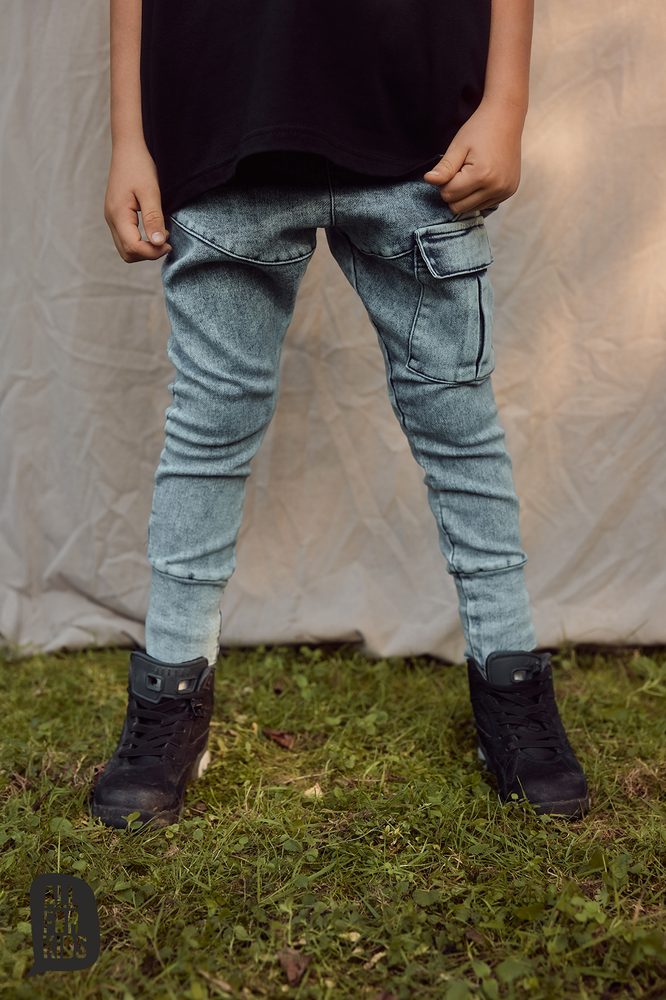 Levně Chlapecké kalhoty BAGGY modré - 104/110