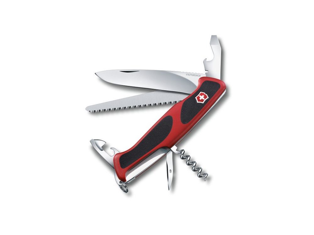 Levně nůž 12-funkcí RANGERGRIP 55, červ./černý, 130mm, VICTORINOX